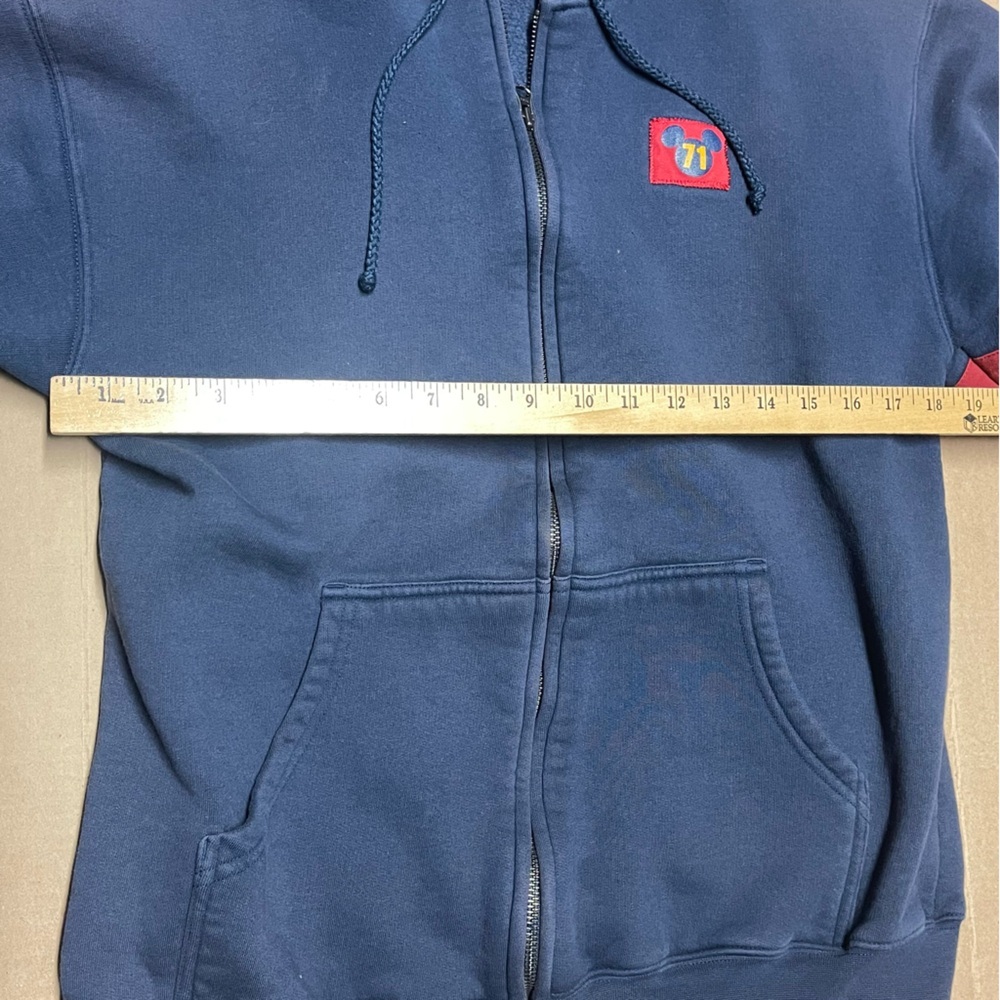Vintage Walt Disney World Pullover Hooded Sweatshirt Mens Medium Full Zip Blue - Picture 8 of 8